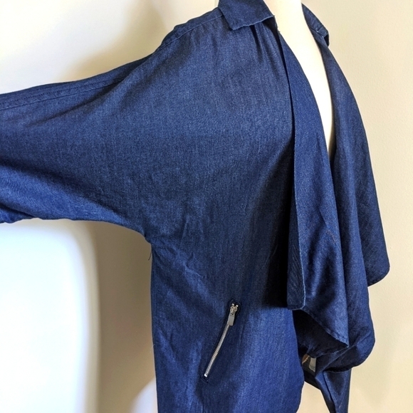 DENIM Shark Bite Shawl Collar Jacket S - Picture 4 of 14